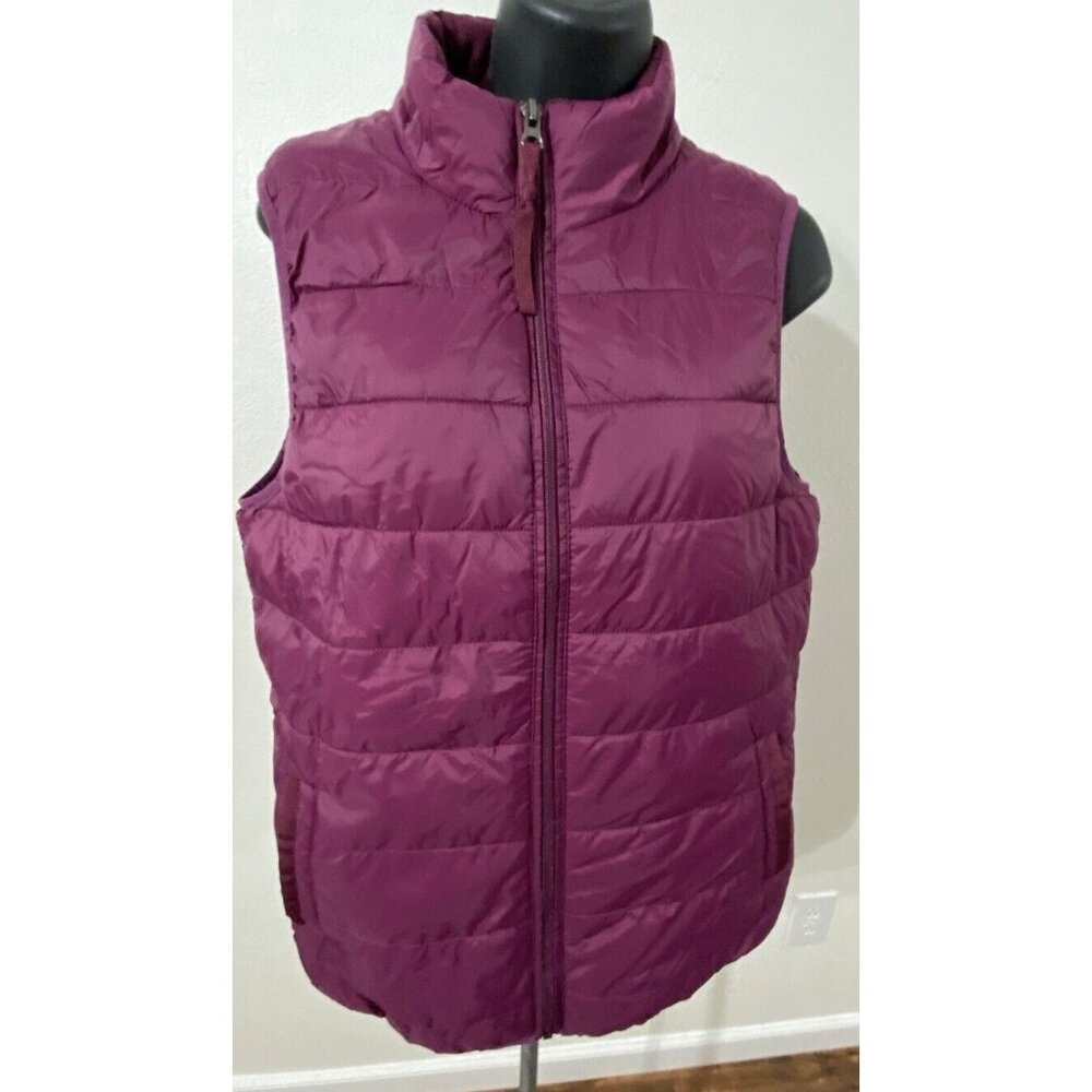 Xersion Packable Women Size Medium Puffer Vest Purple Full Zip